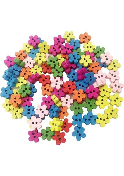100PCS Diy Aksesuarlar Ahşap Düğmeler Süslemeler Dikiş Scrapbooking Zanaat 100PCS Çiçek Düğmeleri (Yurt Dışından) fırsatları