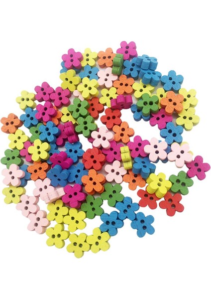 100PCS Diy Aksesuarlar Ahşap Düğmeler Süslemeler Dikiş Scrapbooking Zanaat 100PCS Çiçek Düğmeleri (Yurt Dışından) indirimleri