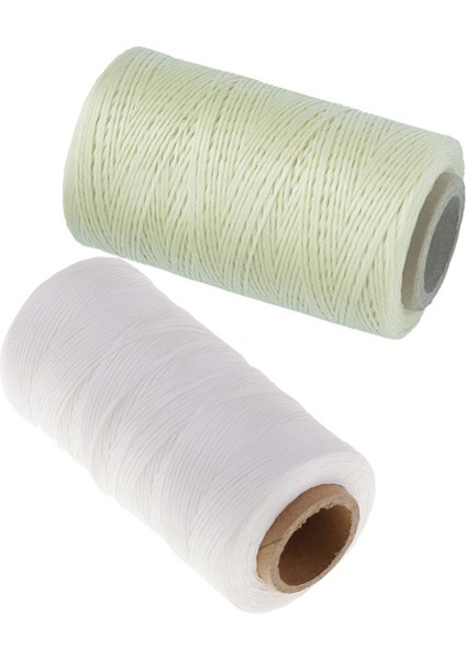 2 Rulo 150D 0.8mm Dikiş Mumlu Iplik Diy Polyester Kordon El Sanatları Aksesuarları Beyaz Bej (Yurt Dışından)
