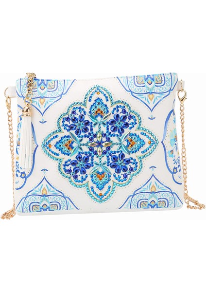 Kadınlar Özel Şekleli Elmas Boyama Kiti Tassel Fermuar Omuz Çantası Yapımı -, 18X15CM Datura 1 (Yurt Dışından)