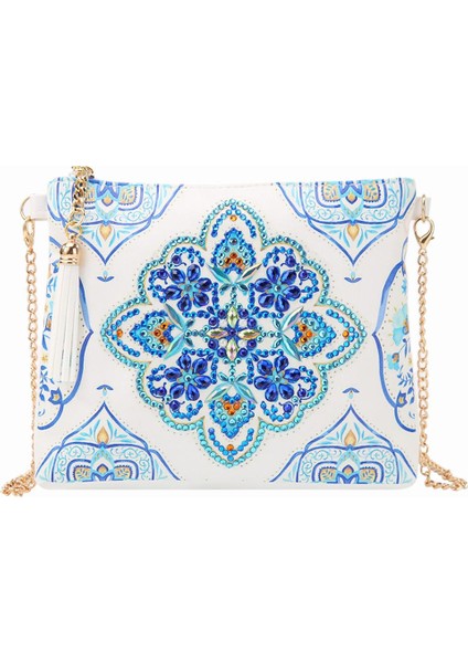 Kadınlar Özel Şekleli Elmas Boyama Kiti Tassel Fermuar Omuz Çantası Yapımı -, 18X15CM Datura 1 (Yurt Dışından) modelleri