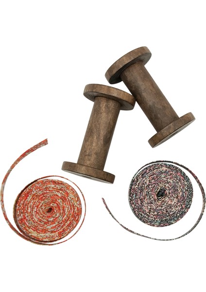 2 Adet Doğal Ahşap Bobinler Iplik Makaraları 2 Rulo Baskılı Dikiş ile Makaralar (Yurt Dışından)