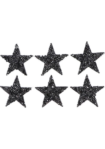 Aplike Yamalar Üzerinde Yıldız Rhinestone Iron Yıldız Isı Transferi Giysi Emme (6 Siyah Yıldız 6cm (Yurt Dışından)