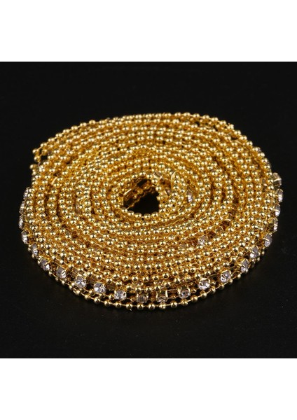 1 Yarda Altın Rhinestone Kristal Boncuklu Şerit Dikiş Zanaat Düğün Dekor (Yurt Dışından)