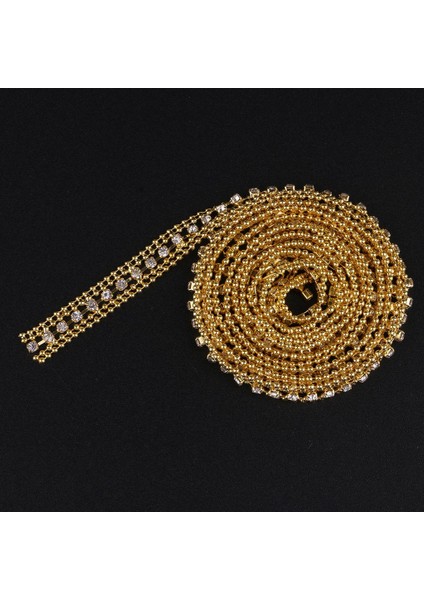 1 Yarda Altın Rhinestone Kristal Boncuklu Şerit Dikiş Zanaat Düğün Dekor (Yurt Dışından)