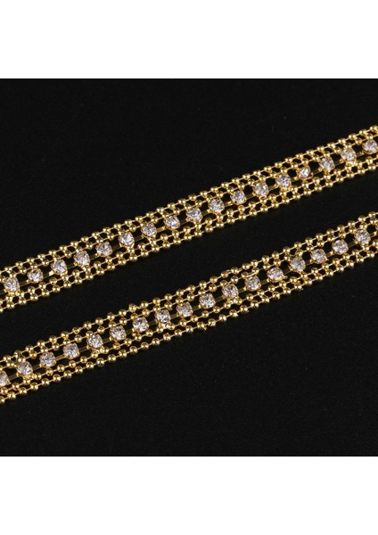 1 Yarda Altın Rhinestone Kristal Boncuklu Şerit Dikiş Zanaat Düğün Dekor (Yurt Dışından)
