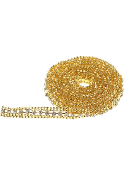 1 Yarda Altın Rhinestone Kristal Boncuklu Şerit Dikiş Zanaat Düğün Dekor (Yurt Dışından)