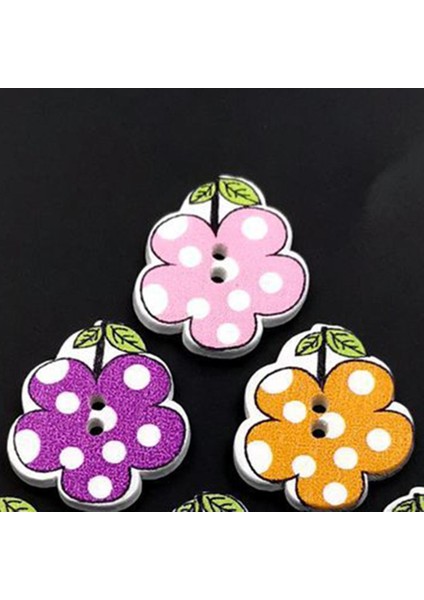 50 Çiçek Boyama Ahşap Düğmeleri Dikiş Scrapbook Üretim Için 20MM (Yurt Dışından)
