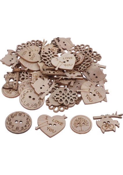 50PCS Boyasız Içi Boş Ahşap Şekilli Bezemeler Dekorasyon Ahşap Asmalar (Yurt Dışından)