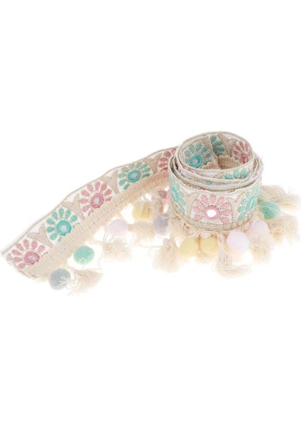 1 Yarda Pompom Top Püskül Güneş Deseni Jacquard Şerit Giysi Çantası Dekor (Yurt Dışından)