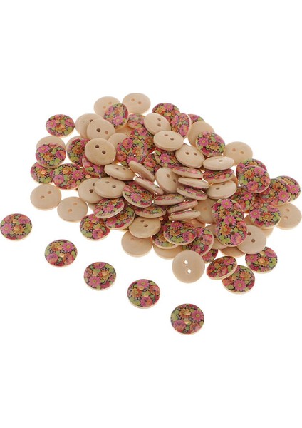 100PCS Karışık Ayçiçeği Ahşap Düğmeleri Giyim Için 15MM Yuvarlak Dikiş El Sanatları (Yurt Dışından)