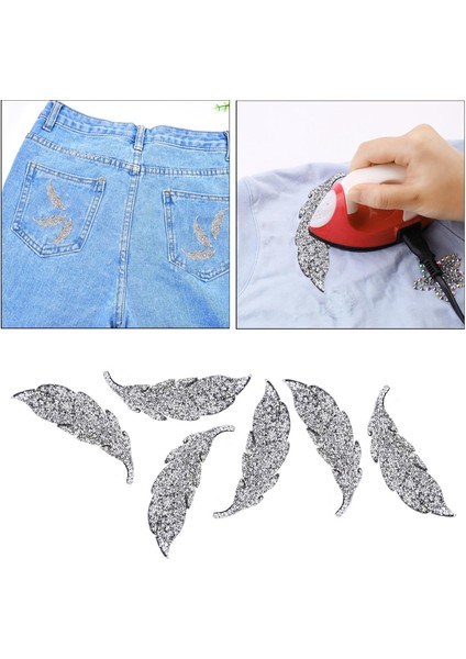 6pcs Rhinestone Yaprak Yamaları Aplike Demir Üzerinde Demir Yama Giysileri (Yurt Dışından) fiyatları