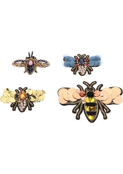 4pcs El Yapımı Boncuklu Aplike 3D Arılar Giysi Için Rhinestone Yaması Üzerine Dikmek (Yurt Dışından)