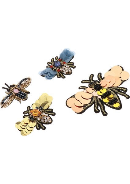 4pcs El Yapımı Boncuklu Aplike 3D Arılar Giysi Için Rhinestone Yaması Üzerine Dikmek (Yurt Dışından)