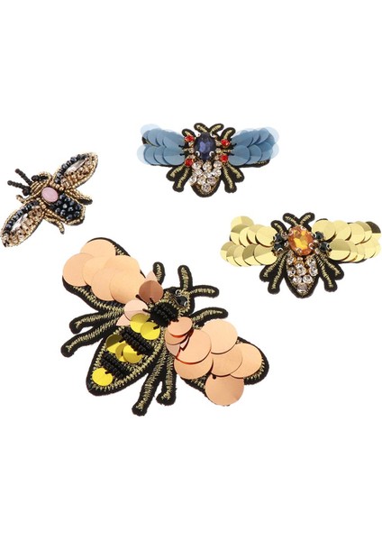 4pcs El Yapımı Boncuklu Aplike 3D Arılar Giysi Için Rhinestone Yaması Üzerine Dikmek (Yurt Dışından)