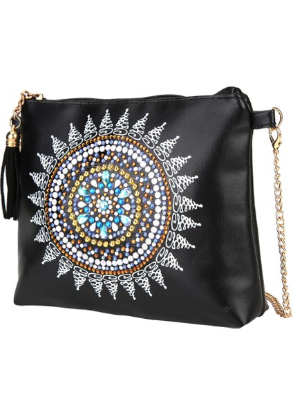 Yaratıcı Özel Şekilli Elmas Boyama Çapraz Bag Siyah Mandolin Çiçeği (Yurt Dışından)