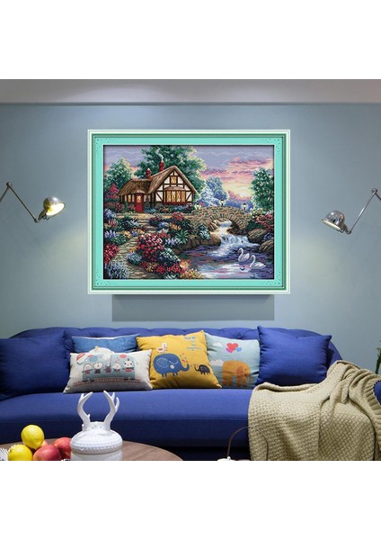 Çapraz Dikiş Kiti, Önceden Basılmış Çapraz Dikiş Kiti, Nakış Resmi, Nakış, Ekolojik Iplikli Peyzaj Motifi - 68 × 56CM 11CT (Yurt Dışından) fiyatları