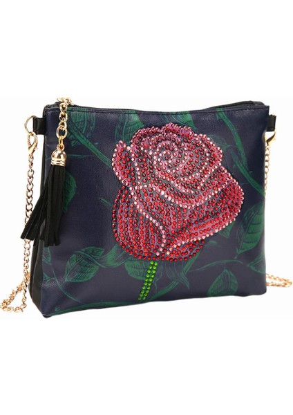 Kadınlar Özel Şekla Elmas Boyama Kiti Püskül Fermuar Omuz Çantası Yapımı -, 18X15CM Gül Çiçeği (Yurt Dışından) fiyatları