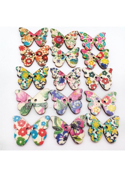 100PCS Çok Ahşap Kelebek El Yapımı 2 Delik Dikiş Giysisi Aksesuarları (Yurt Dışından) modelleri