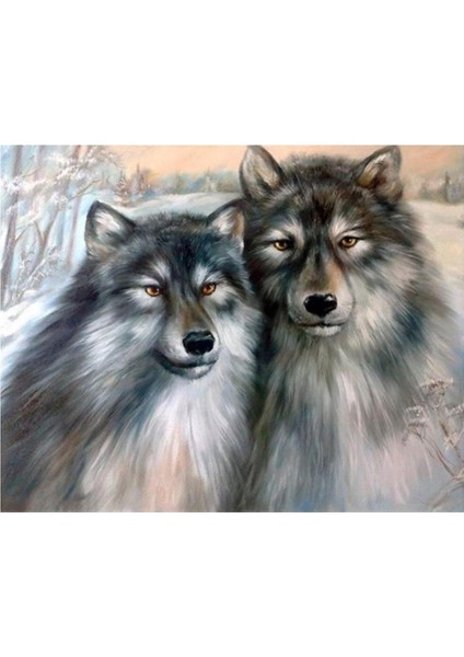 Hayvan Dıy 5d Elmas Resim Numara Kitleri, Kristal Rhinestone Nakış Resimleri Resimler Sanat El Sanatları Ev Duvar Dekoru - Kurt (Yurt Dışından)