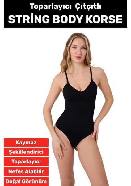 Özel Üretim Iz Iç Göstermez Kaymaz Toparlayıcı Çıtçıtlı String Body Korse