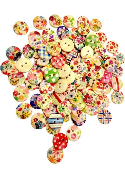 100PCS Ahşap 2 Delikli Düğmeler Çeşitli Dekoratif Dekoratif Kart Yapımı Scrapbook (Yurt Dışından)