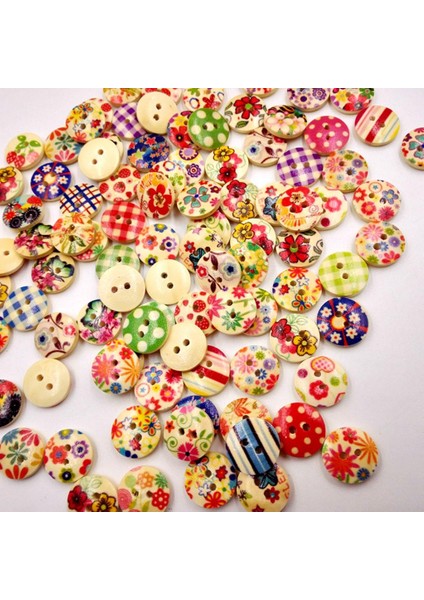 100PCS Ahşap 2 Delikli Düğmeler Çeşitli Dekoratif Dekoratif Kart Yapımı Scrapbook (Yurt Dışından)