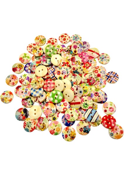 100PCS Ahşap 2 Delikli Düğmeler Çeşitli Dekoratif Dekoratif Kart Yapımı Scrapbook (Yurt Dışından)