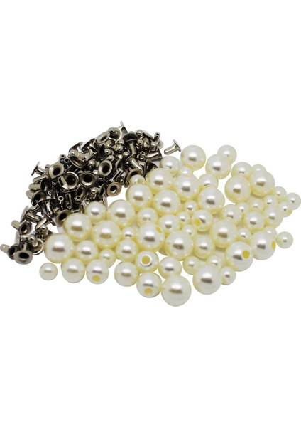 60PC Beyaz Inciler Perçinler Saplama Düğmeleri El Sanatları Süslemeleri 6 8 10MM (Yurt Dışından)