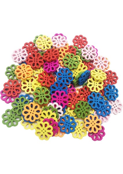 100 Parça Renkli Ahşap Çiçek Düğmeleri 4 Delikli Düğmeler Diy Çocuklar Dekoratif Zanaat (Yurt Dışından) fiyatları