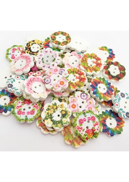 100PCS 2 Delik El Yapımı Çiçek Dikiş Ahşap Düğme Çocuklar Için Diy Aksesuarları (Yurt Dışından) fiyatları