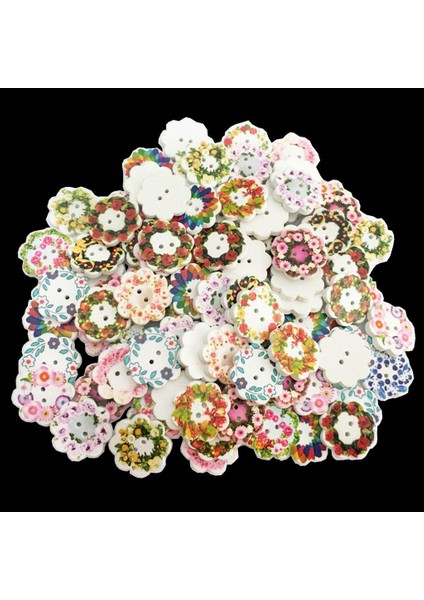 100PCS 2 Delik El Yapımı Çiçek Dikiş Ahşap Düğme Çocuklar Için Diy Aksesuarları (Yurt Dışından) fırsatları