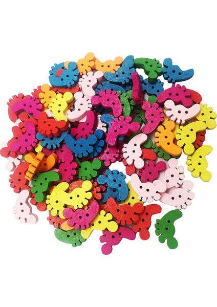 100PCS Sevimli Çizgi Film Footpad Şekil Düğmeleri Ahşap Giysiler Dekor (Yurt Dışından)