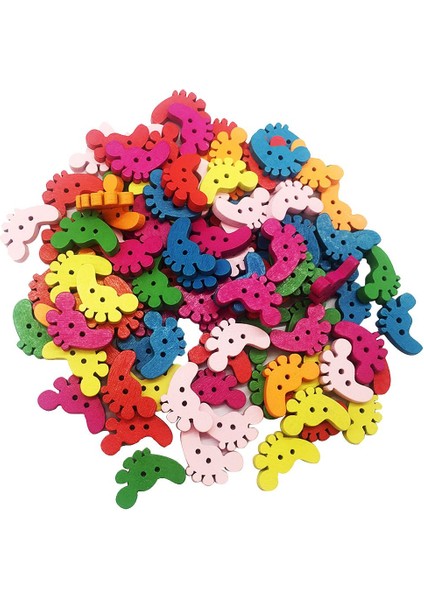 100PCS Sevimli Çizgi Film Footpad Şekil Düğmeleri Ahşap Giysiler Dekor (Yurt Dışından) fiyatları