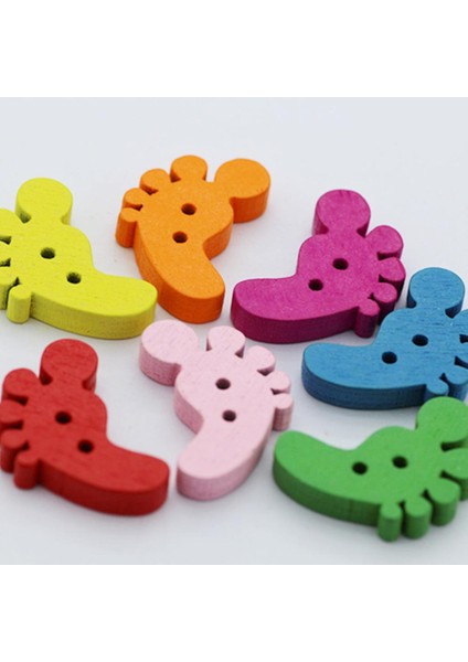 100PCS Sevimli Çizgi Film Footpad Şekil Düğmeleri Ahşap Giysiler Dekor (Yurt Dışından) modelleri