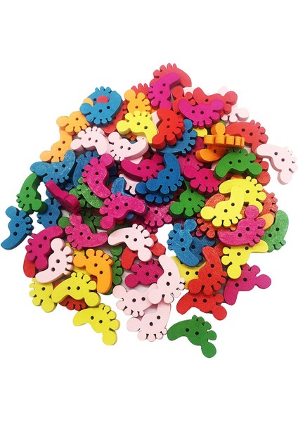 100PCS Sevimli Çizgi Film Footpad Şekil Düğmeleri Ahşap Giysiler Dekor (Yurt Dışından) indirimleri