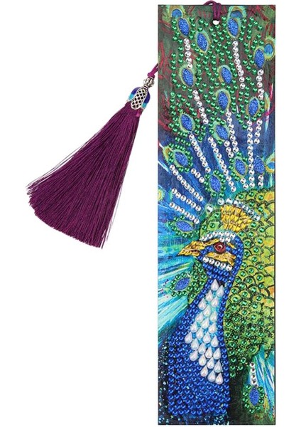 Özel Şekilli Elmas Boyama Kiti Bookmark ile Tassel Peacock 3 (Yurt Dışından) modelleri