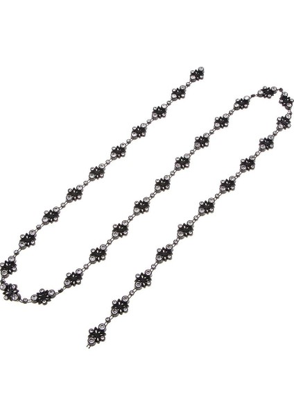 1 Yarda Kristal Rhinestone Diamante Giyim Kostümü Dikiş Aplike - 14MM, Siyah, Çiçek (Yurt Dışından) modelleri