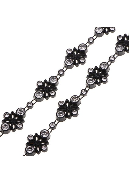 1 Yarda Kristal Rhinestone Diamante Giyim Kostümü Dikiş Aplike - 14MM, Siyah, Çiçek (Yurt Dışından) fırsatları