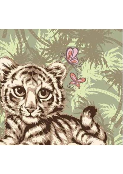 Dıy 5d Elmas Resim Numara Kiti Numaralar Çapraz Dikiş Arts Craft Tuval Duvar Dekor 25X25CM - Tiger (Yurt Dışından)
