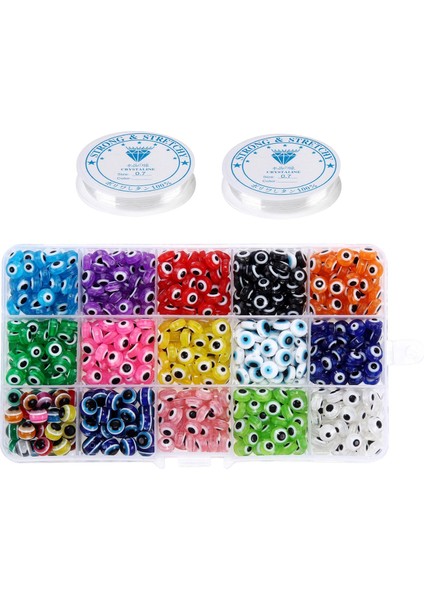 450 Adet Kötü Göz Boncukları El Yapımı Düz Yuvarlak Boncuklar Diy Zanaat 15 Renk 8mm (Yurt Dışından) fiyatları