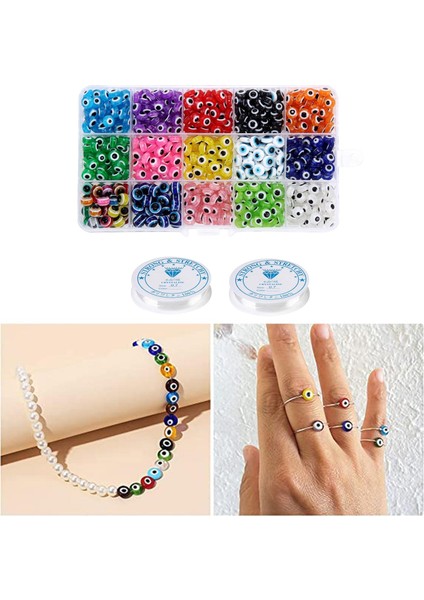 450 Adet Kötü Göz Boncukları El Yapımı Düz Yuvarlak Boncuklar Diy Zanaat 15 Renk 8mm (Yurt Dışından) modelleri