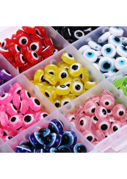 450 Adet Kötü Göz Boncukları El Yapımı Düz Yuvarlak Boncuklar Diy Zanaat 15 Renk 8mm (Yurt Dışından) indirimleri