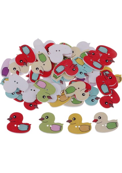50PC Karikatür Ördek Ahşap Düğmeleri Çocuklar Için Çocuklar Kart Yapımı 27*25MM (Yurt Dışından)
