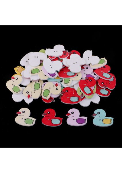 50PC Karikatür Ördek Ahşap Düğmeleri Çocuklar Için Çocuklar Kart Yapımı 27*25MM (Yurt Dışından) fiyatları