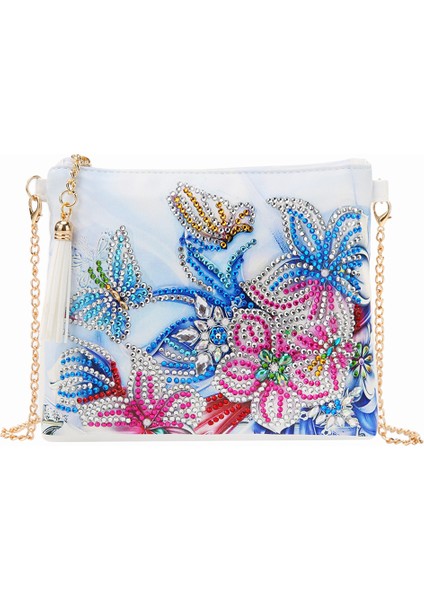 Kadınlar Özel Şekleli Elmas Boyama Kiti Tassel Fermuar Omuz Çantası Yapımı -, 18X15CM Kelebek 3 (Yurt Dışından)