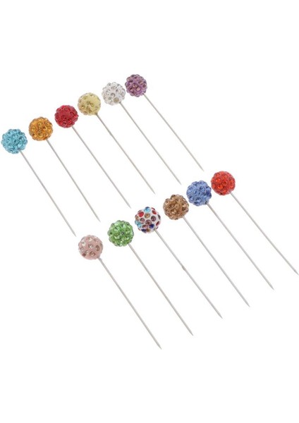 12 Adet Kristal Rhinestone Kafa Pimleri Terzi (Çok Renkli) Korsajlar Pimleri Renkli Elmas Top (Yurt Dışından) fiyatları
