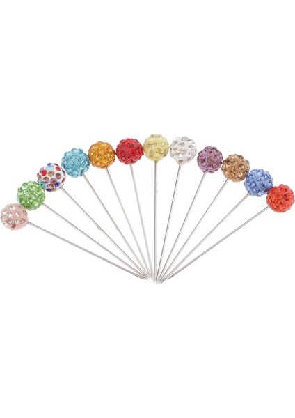 12 Adet Kristal Rhinestone Kafa Pimleri Terzi (Çok Renkli) Korsajlar Pimleri Renkli Elmas Top (Yurt Dışından) fırsatları