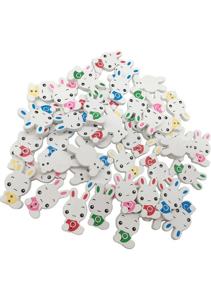 50PCS Tavşan Ahşap Düz Düğmeler Yenilik Kart Yapımı Zanaat 30MM x 17MM (Yurt Dışından)