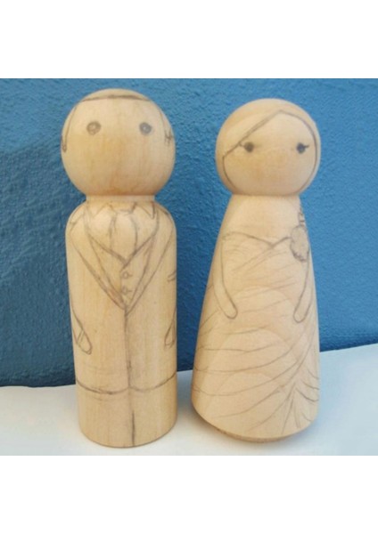 10 Adet Boş Ahşap Peg Bebekler Kadın Figürleri Düğün Pastası Toppers 6cm (Yurt Dışından) modelleri